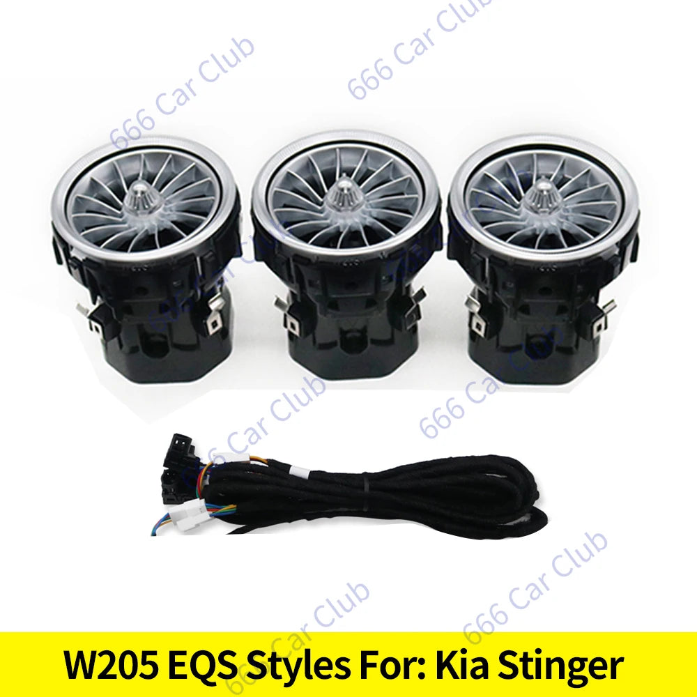 12/64 Colours LED Air Vents For Kia Stinger Car RGB Ambient Light Turbine Shape Air Outlet Nozzle Interior Decorative Lamp Refit