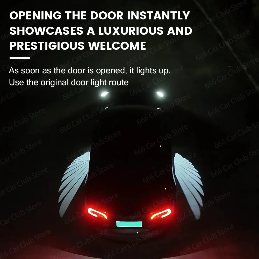 Angel Wing Rearview Mirror Projection Light  For Tesla Model 3 Y Dynamic Projection Floor Lamp Decorative Ambient Light