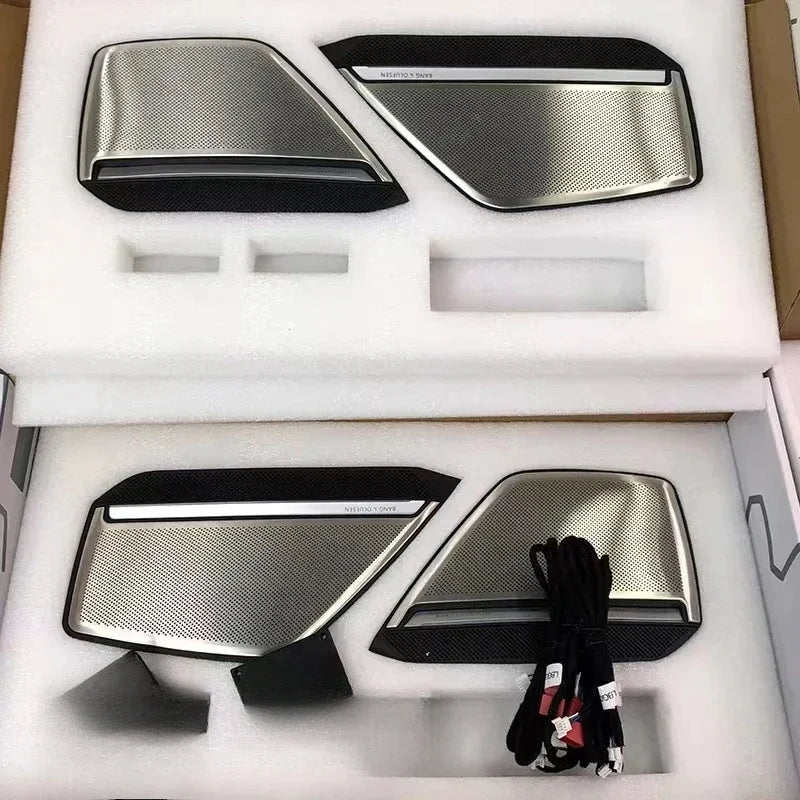 Auto AccessariesCar Door Horn Trim Panel Decorative Lamp Interior Ambient Lights 30 Colours LED Metal Speaker Cover For Audi A6