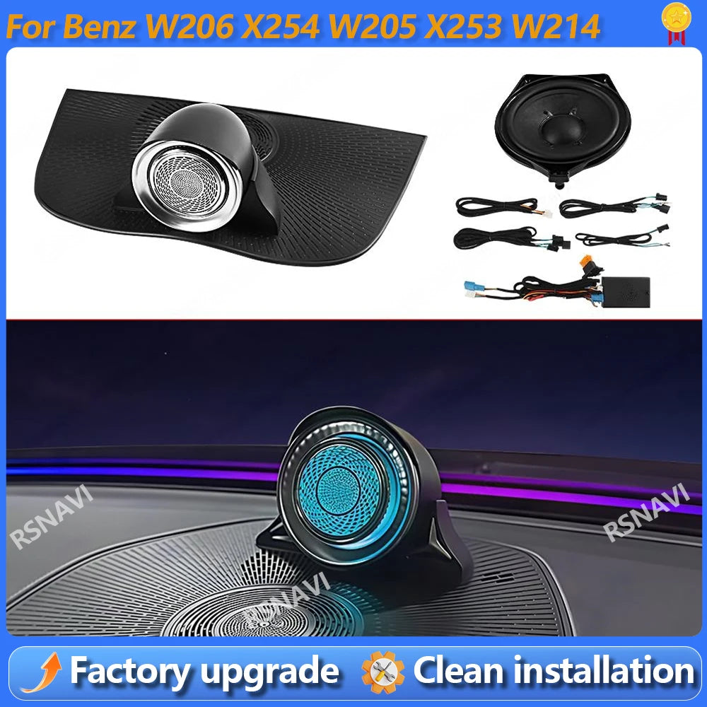 LHD 64 Colors Rotating Center Car Audio For Mercedes BENZ C W206 W205 GLC X254 X253 4D Tweeter Speaker Car Audio Accessories