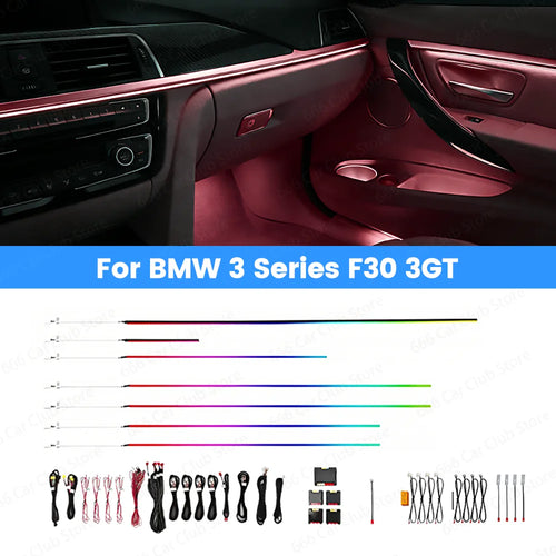 256 Color RGB APP controls Ambient Lighting For BMW 3 Sories F30 3GT Automotive Colored Decorative Light Accessories