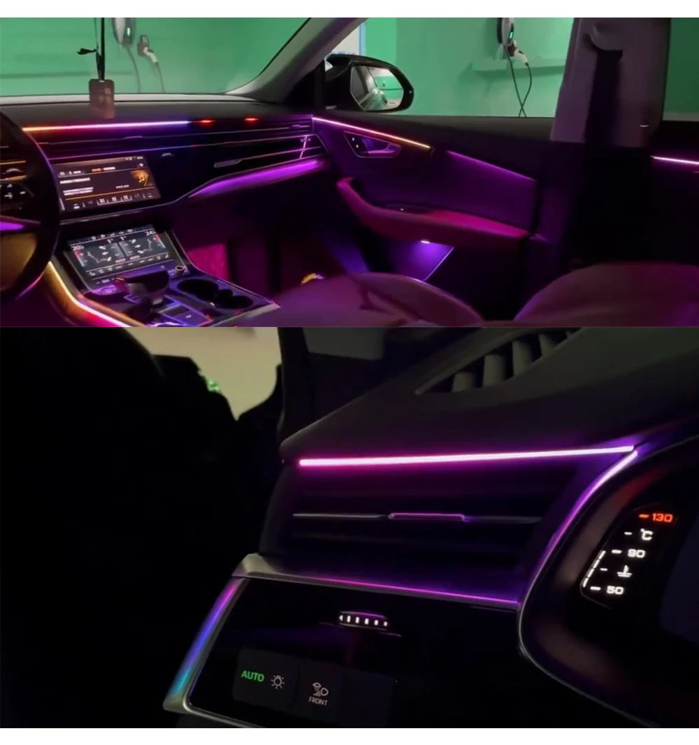 30 Colors LED Ambient light for audi Q8 2019-2024 Interior Atmosphere Light Original Scrren APP control 20 Lights