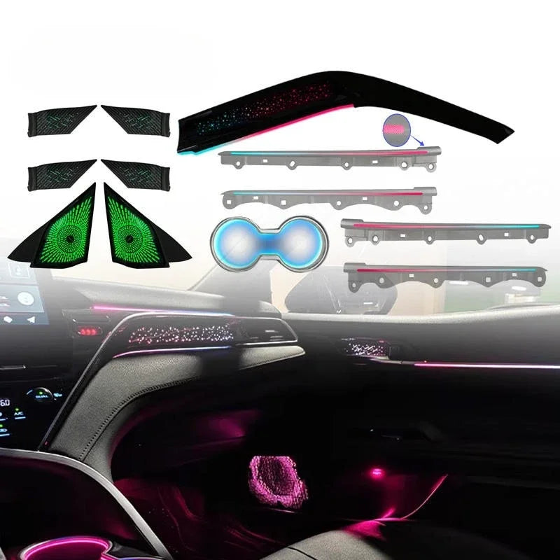 Auto Interior Light RHD Kit 64-color LED Car Ambient Light Trim Accessory Specifically for Toyota Camry 2018-2023 RHD Models