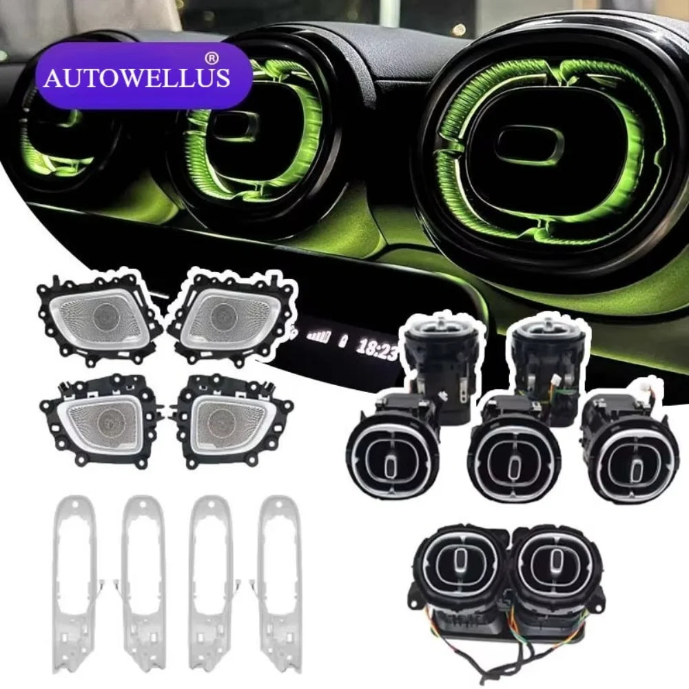 64 Color Car Ambient Light for Mercedes Benz C-Class W206 2022-2024 Speaker Edge Turbine Air Outlet Auto Interior Lighting