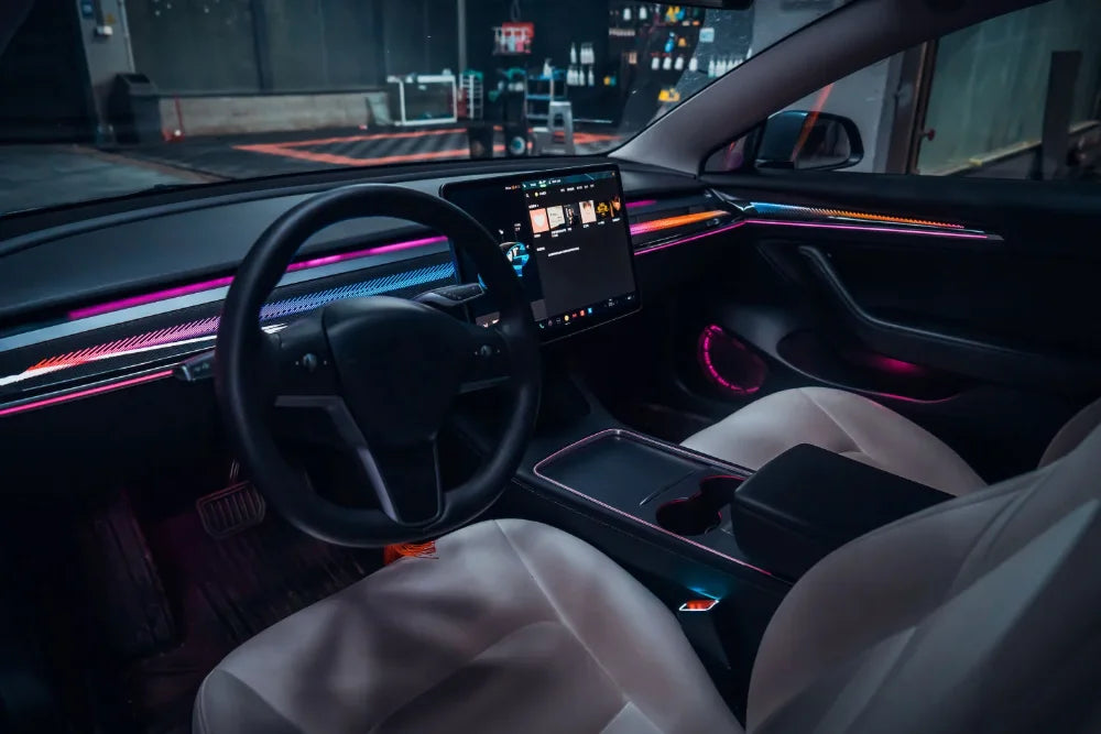 Car Interior Light Kit Upgrade for Tesla Model 3 Model Y 2021-2024 Models Featuring Dynamic Symphony Ambient Lighting