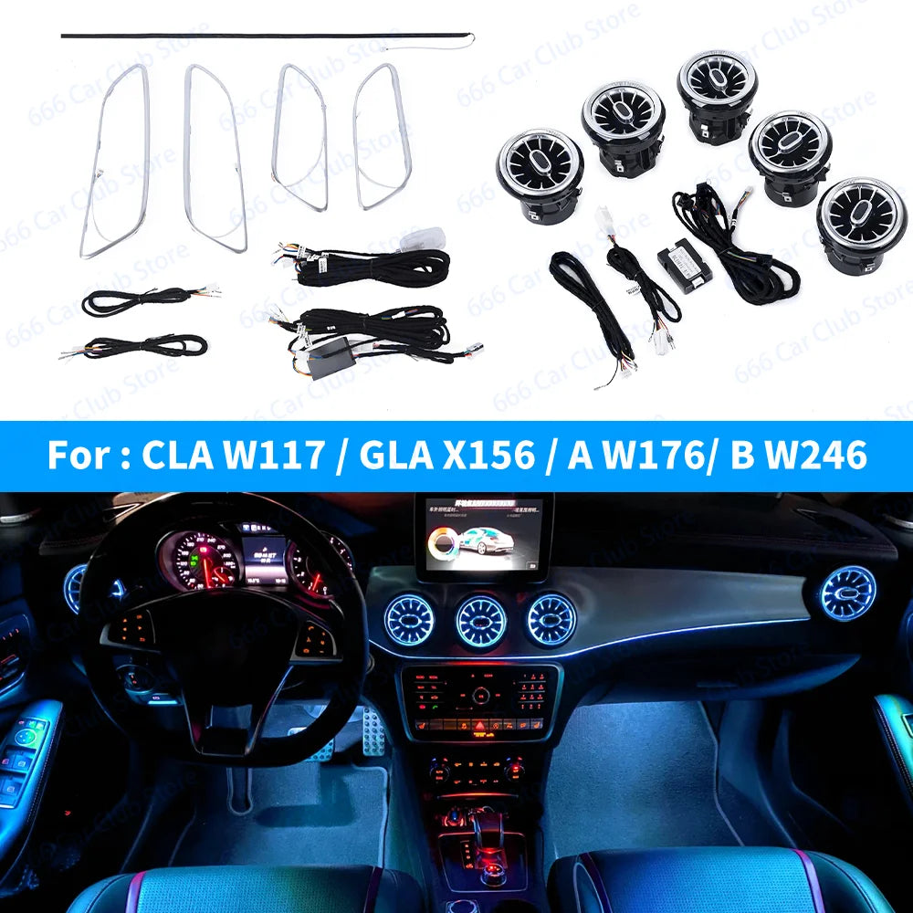 12 Colours LED Ambient Lights For Mercedes-Benz W117 W176 W156 A/CLA/GLA  A45 CLA45 LED Car LED Turbo Style Vent Decoration Lamp