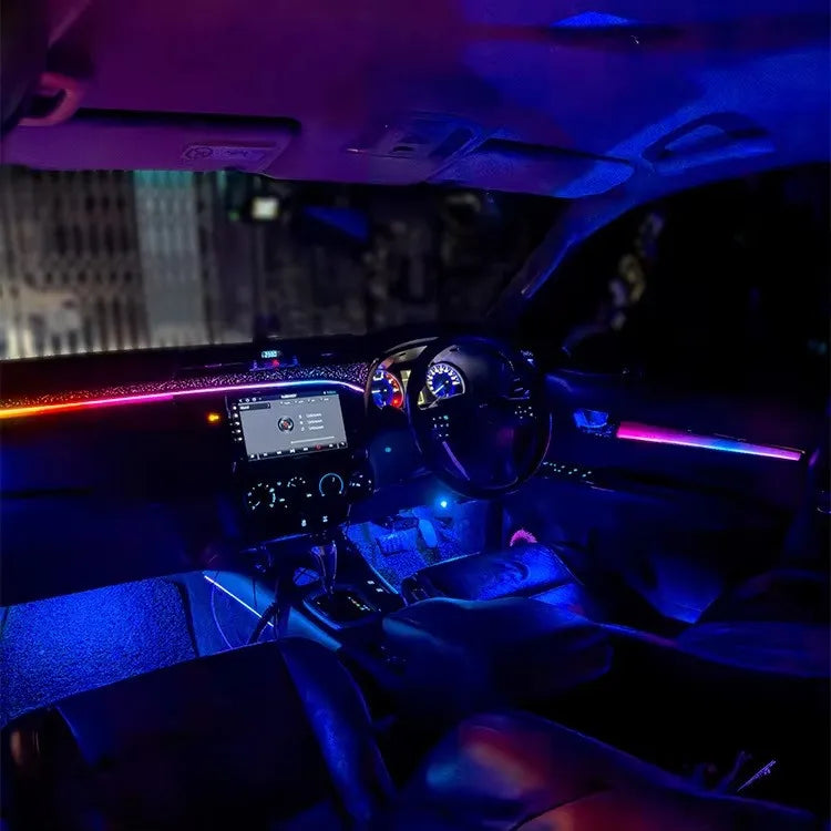 Car LED Interior Light For Toyota Hilux 2015-2024 Models LHD/RHD Dynamic Symphony 64-color Ambient Lighting Trim Accessories