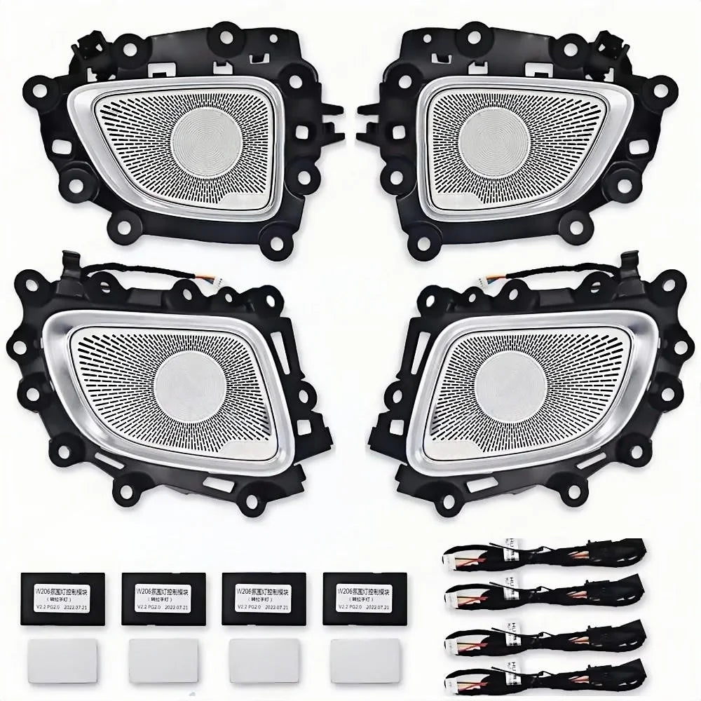 64 Colors LED Metal Speaker Cover Speaker Horn Refit Auto Parts Decorative Lamp for Mercedes Benz C-class GLC W206/X254 Car