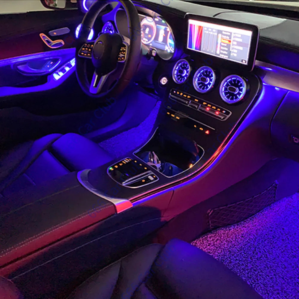 3/12/64 Colour Car LED Ambient Light For Mercedes-Benz C GLC Class Coupe W205 C43 C63 X253 LED Air Vent Speaker Decorative Lamp