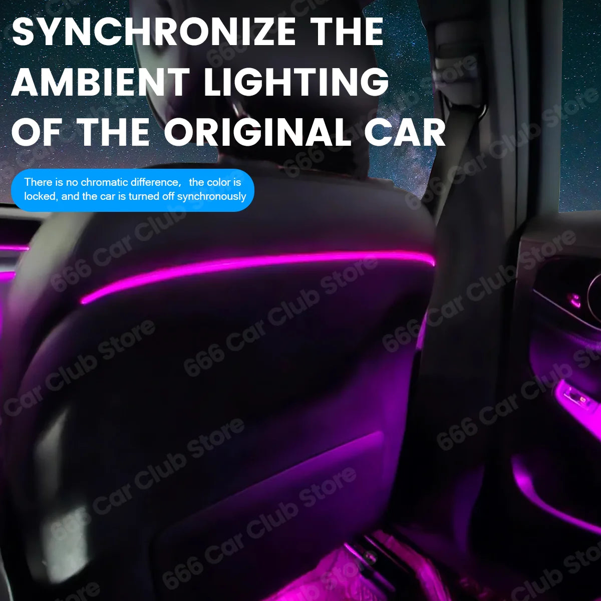 256 Colors LED Seat Back Lamp Backrest Decorative lights For For Mercedes Benz C-Class W205 W206 GLC X253 X254 W213  APP Control