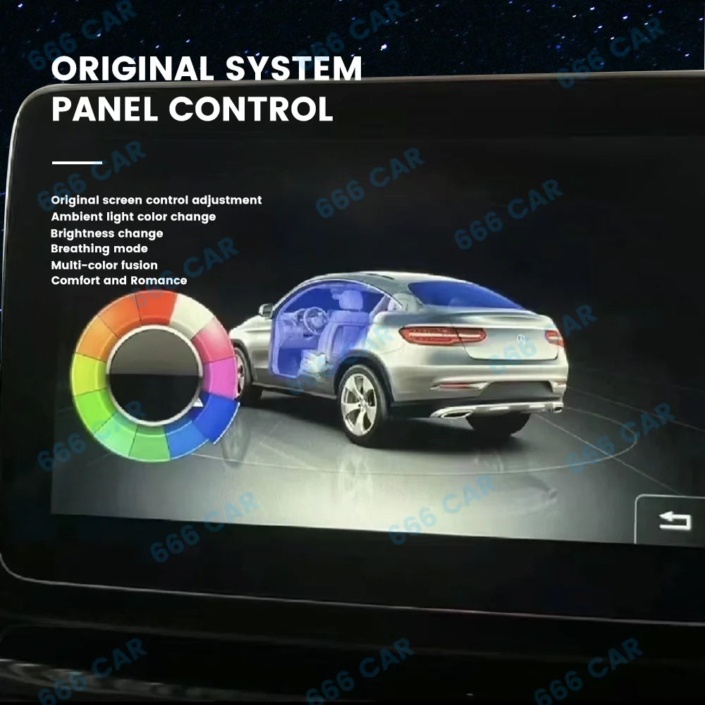 Original 3 Colors Upgrade 12/64 Colors Ambient Light Cable For Mercedes Benz W166 W218 W292 W212 W221 GLE Car Decorate LED Lamp