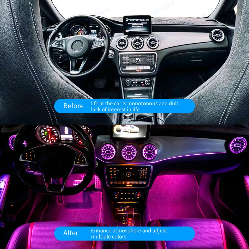 12 Colours LED Ambient Lights For Mercedes-Benz W117 W176 W156 A/CLA/GLA  A45 CLA45 LED Car LED Turbo Style Vent Decoration Lamp