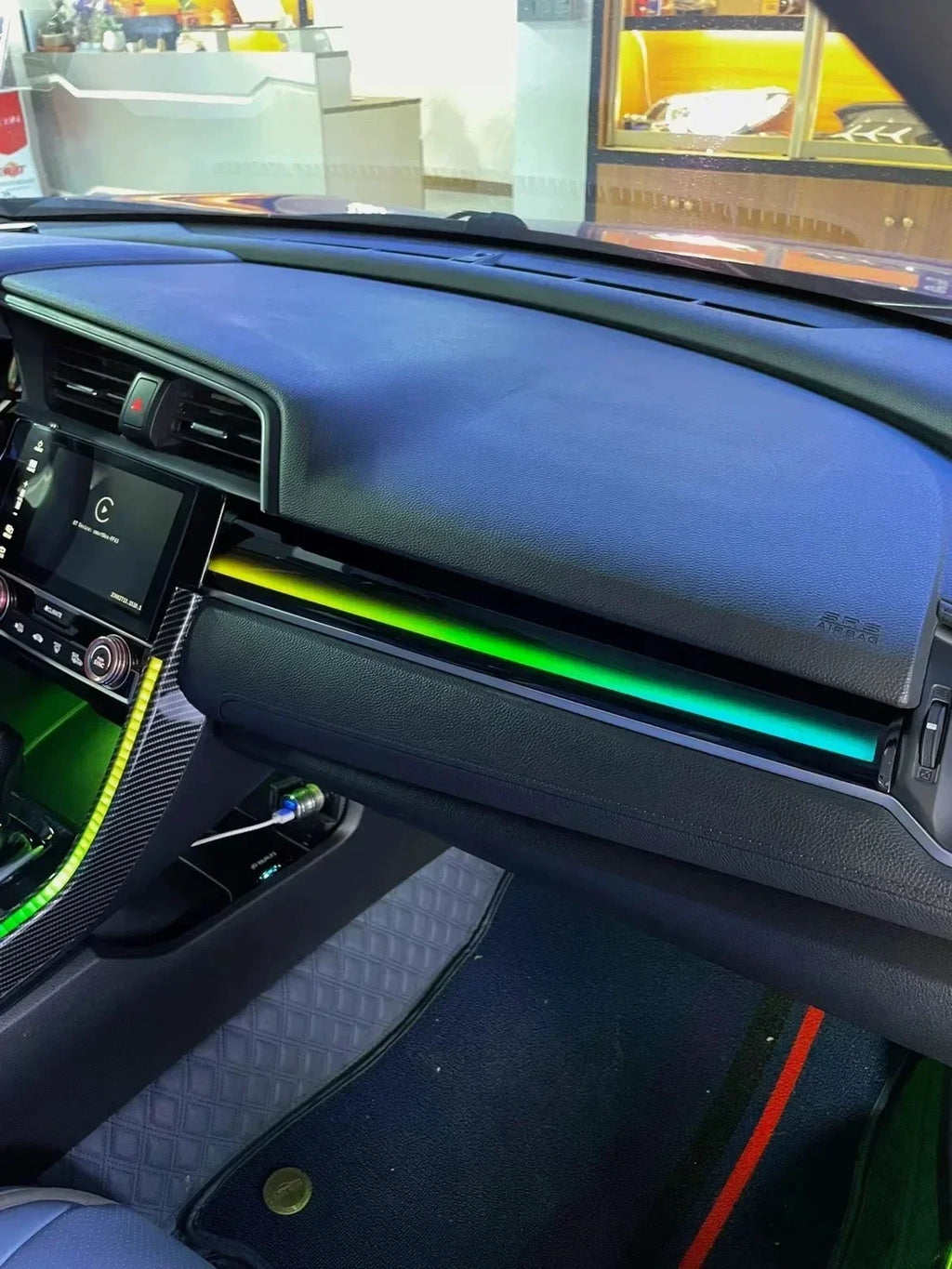 Auto Accessaries64 Colors LED Ambient Light For Honda Civic 10th 2016-2021 Dynamic Ambience Lamp Button +APP Control
