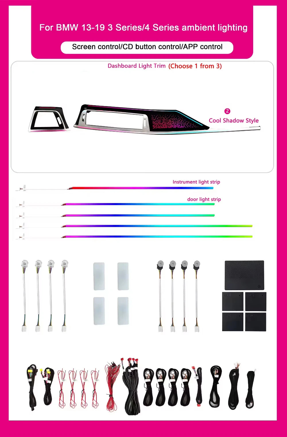 Interior Atmosphere Lighting 64 Color for BMW 2013-2019 3 Series F30 F31 F34 F36 Car Ambient Light Decoration Accessoriesight