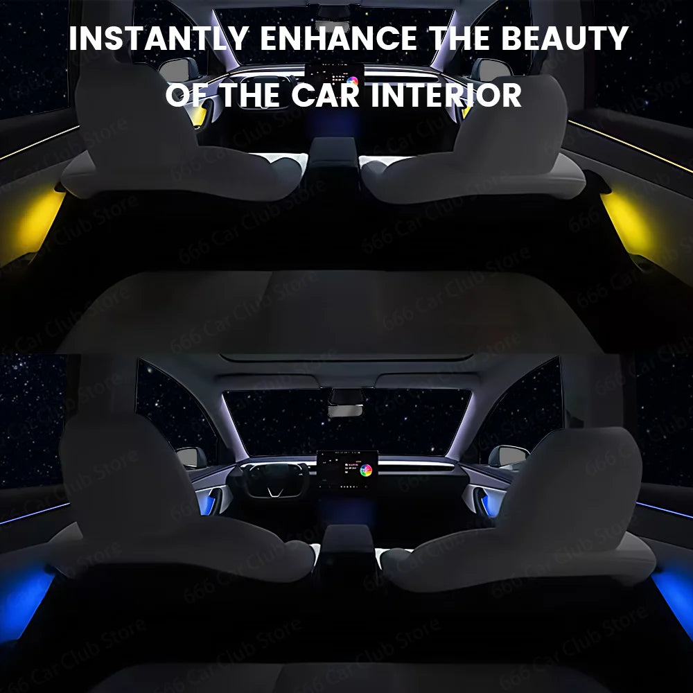 Ambient Lighting 4-Door Color Handle Lights for Tesla Model Y Juniper Model 3 Highland 2023-2025 Interior Car Light Upgrade