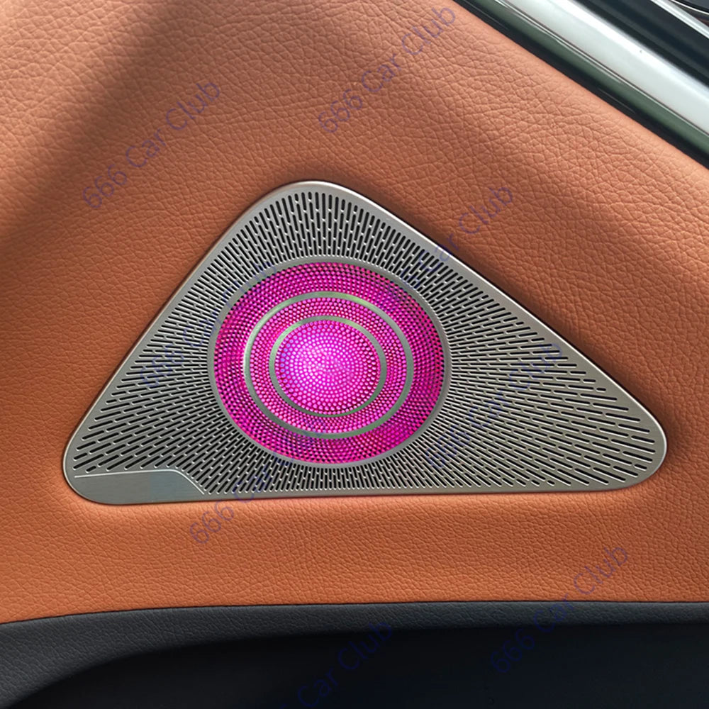 64 Colours LED Metal Speaker Cover For Mercedes Benz 2021 S-Class W223 S450L S500 Door Midrange Interior Audio Decorative Shell