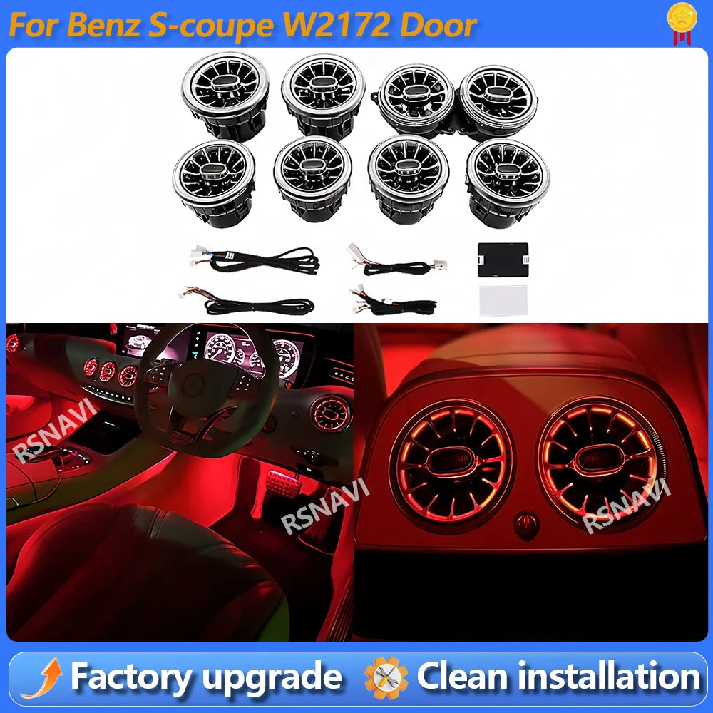 7/64 Colors LED Air Vents Ambient Light For Mercedes-Benz S-COUPE W217 C217 Car Refit Dashboard Outlet Atmosphere Lamp 2 Doors