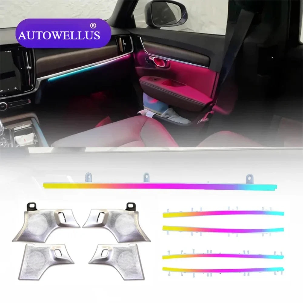 Car Interior LED Light Kit for Volvo XC90 2015-2024 Models Dynamic Speaker Cover Symphony Ambient Lighting Trim Accessory