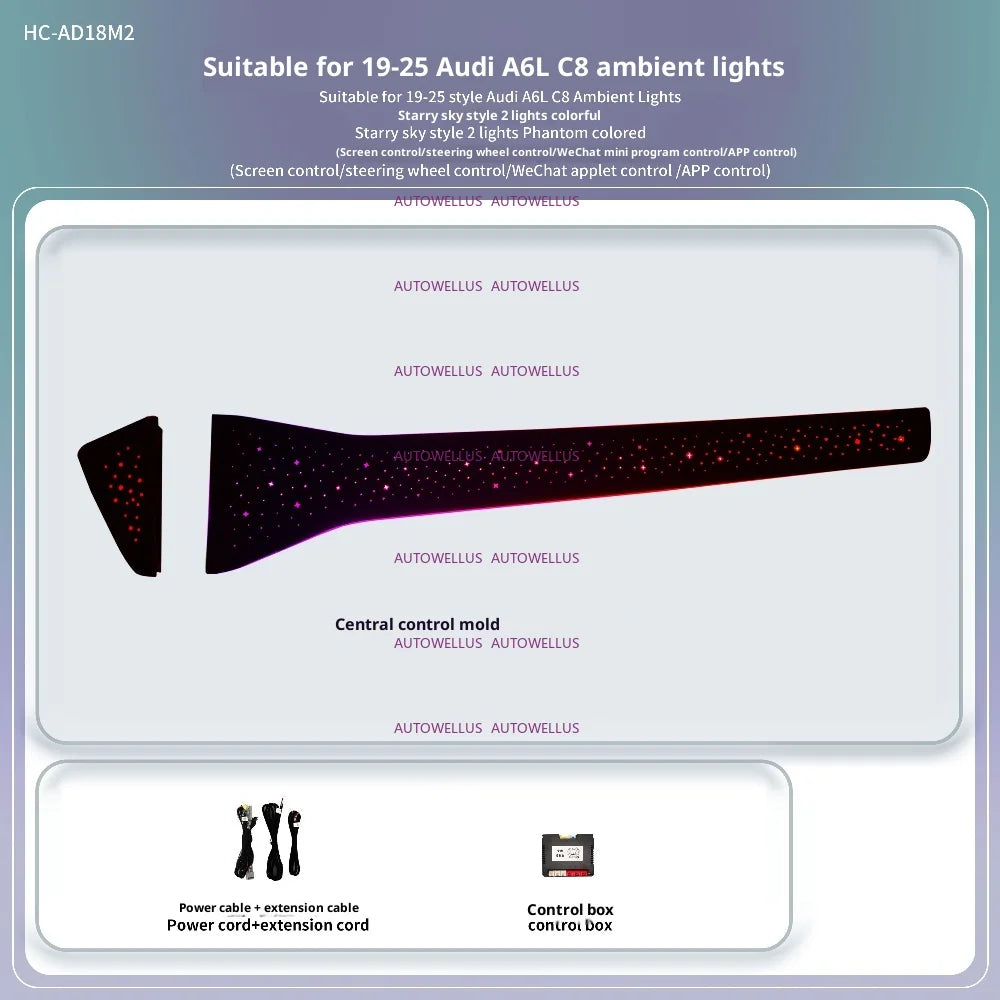 Ambient Light For Audi A6 A7 C8 2019-2025  environmental Backlight Atmosphere Lamp Kit Symphony 256 Colors APP MMI Control