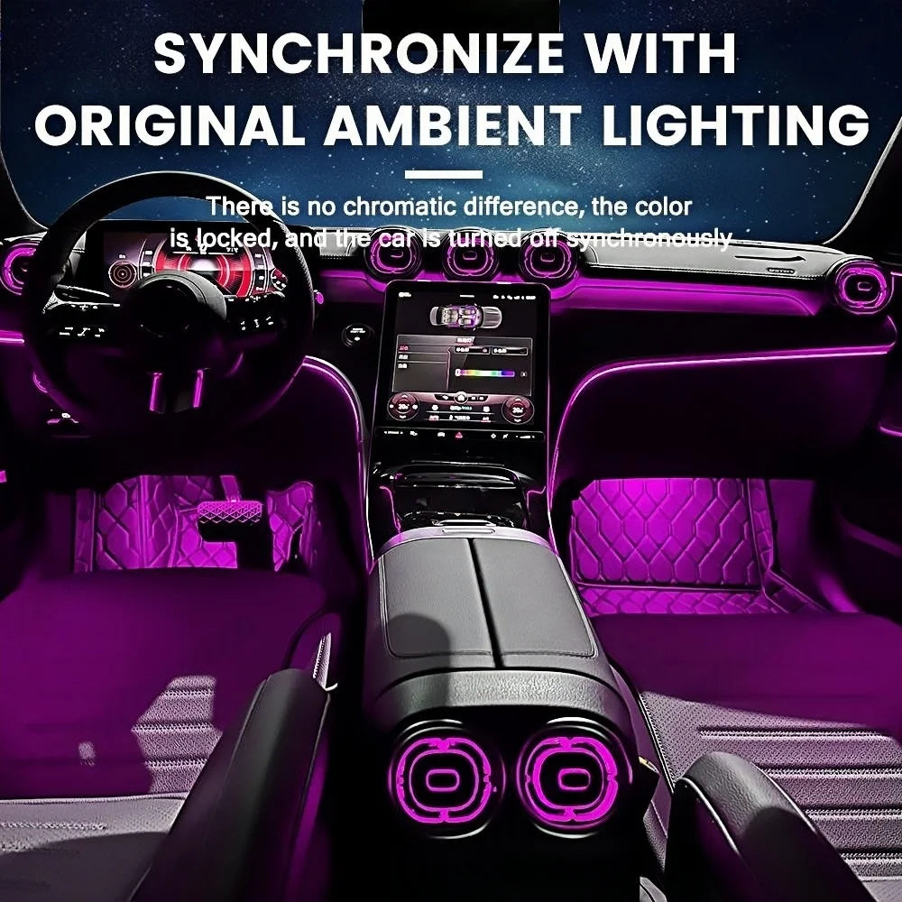 Car 64 Color Ambient light for Mercedes Benz W206 X254 GLC C-class LED Air Vents Door Handles Lamp Interior 4D Rotating Tweeter
