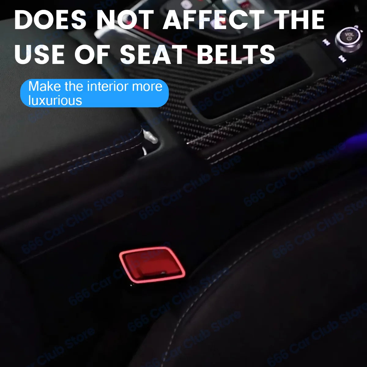 30 Colors LED Safety Buckle Seat Belt Ambient Light For Audi A4 A5 RS4 RS5 B9 A6 A7 C8 Q5 2020-2024 Decorative lights
