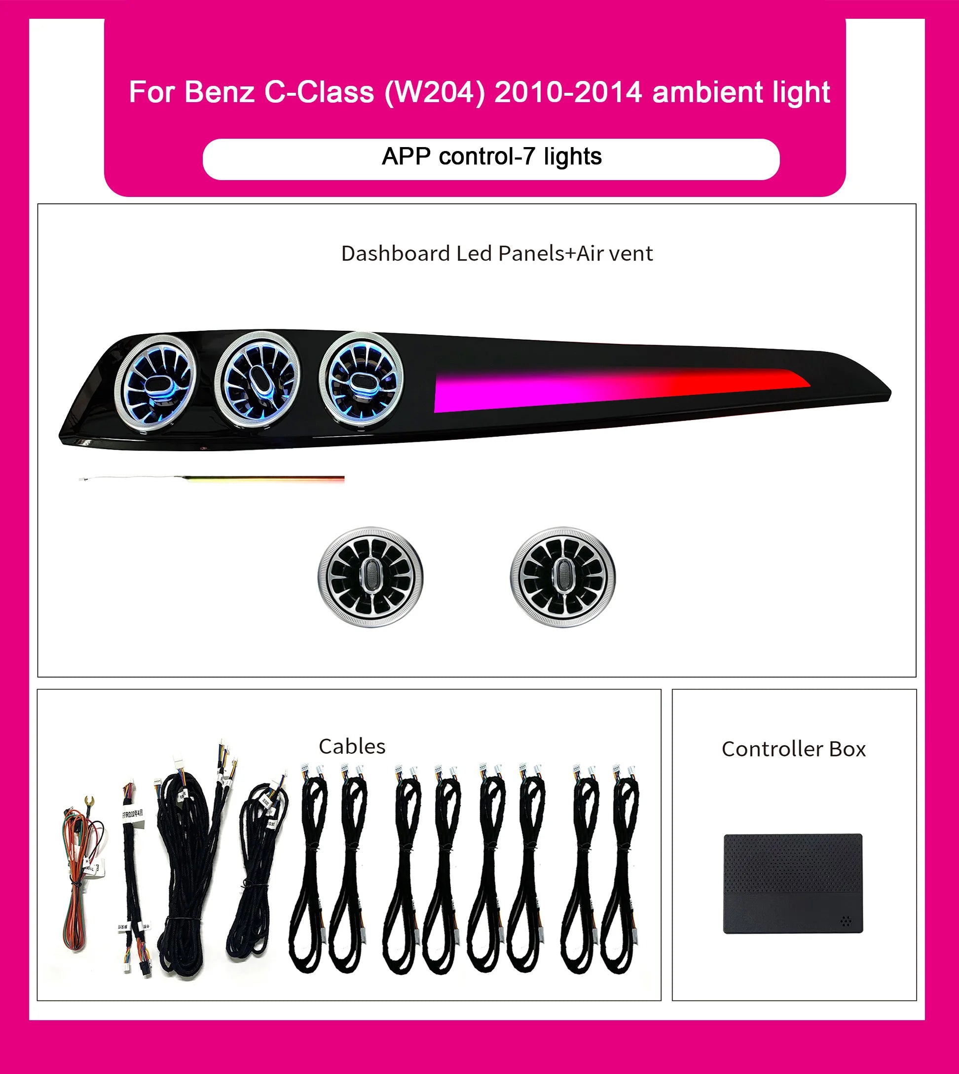 Car LED Atmosphere Light For Mercedes-Benz C-Class W204 2010-2014 Auto Interior 64 Colors Dynamic Symphony Ambient Light