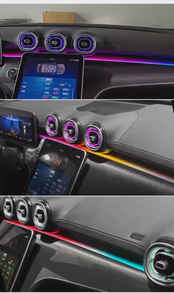 64 Color Dynamic Car Ambient Light for Mercedes-Benz C-Class W206 Turbo Vent Door Speaker Accessories Interior Decoration