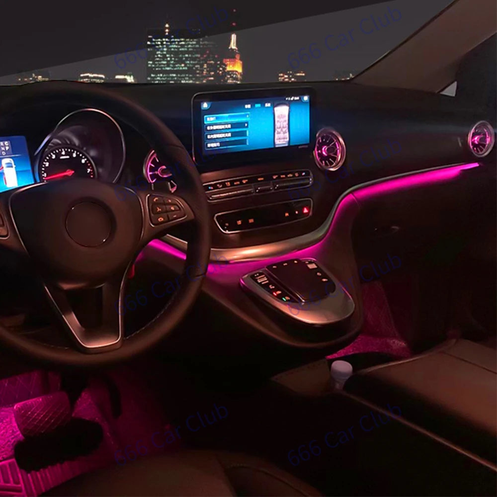 64 Colours LED Ambient Light For Mercedes Benz W447 V Class V260 Car Interior Turbine Air Vents Nozzle Decorative Lamp Refit Kit