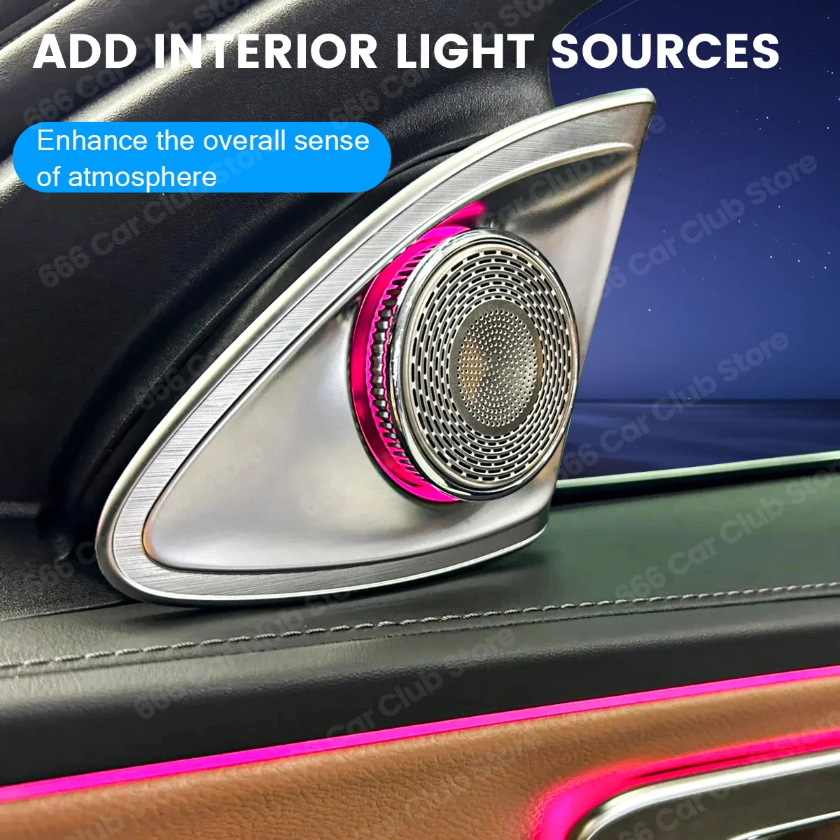 NEW LED 4D Rotating Tweeter Speaker For Mercedes Benz E Class W214 64 Colours RGB 3D Treble Horn Decoration Refit