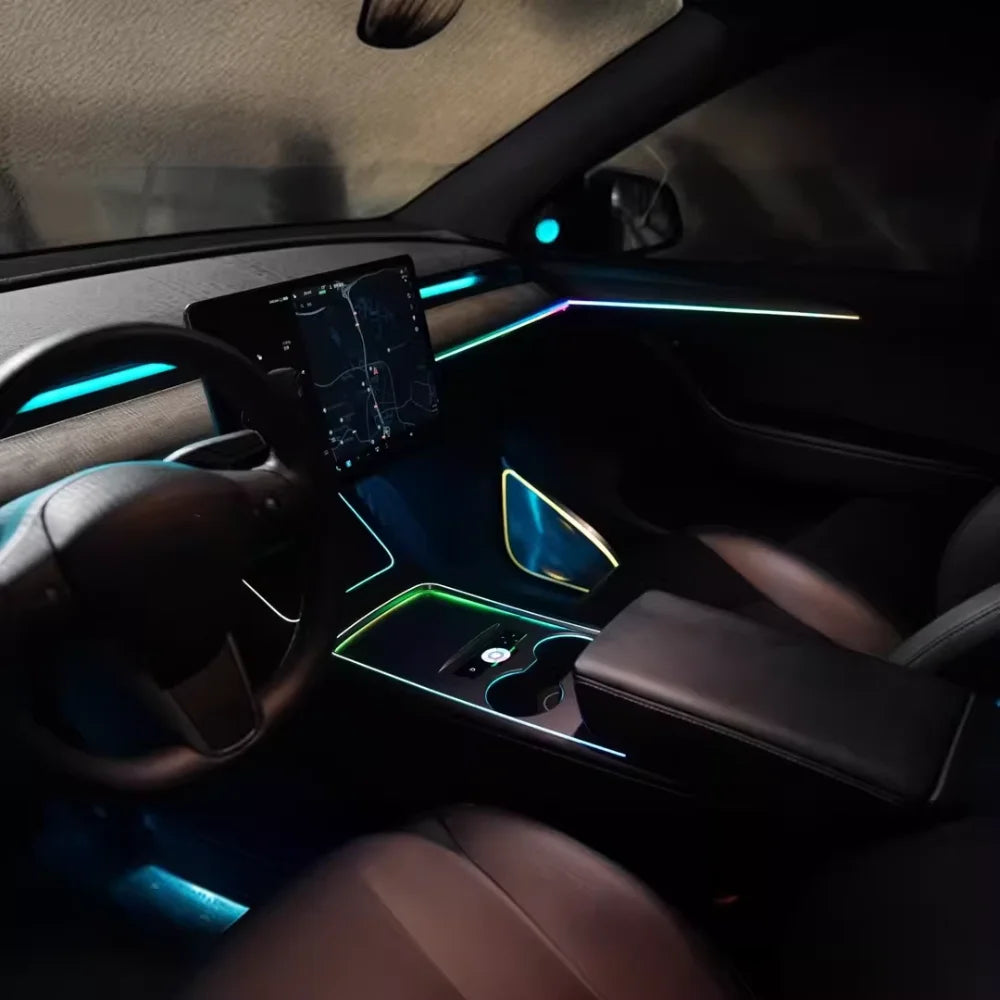 Upgrade Car Interior  LED Ambient Lighting for Tesla Model 3 Model Y 2021-2023 Models 64 Colors Symphony Ambient Lights Kit