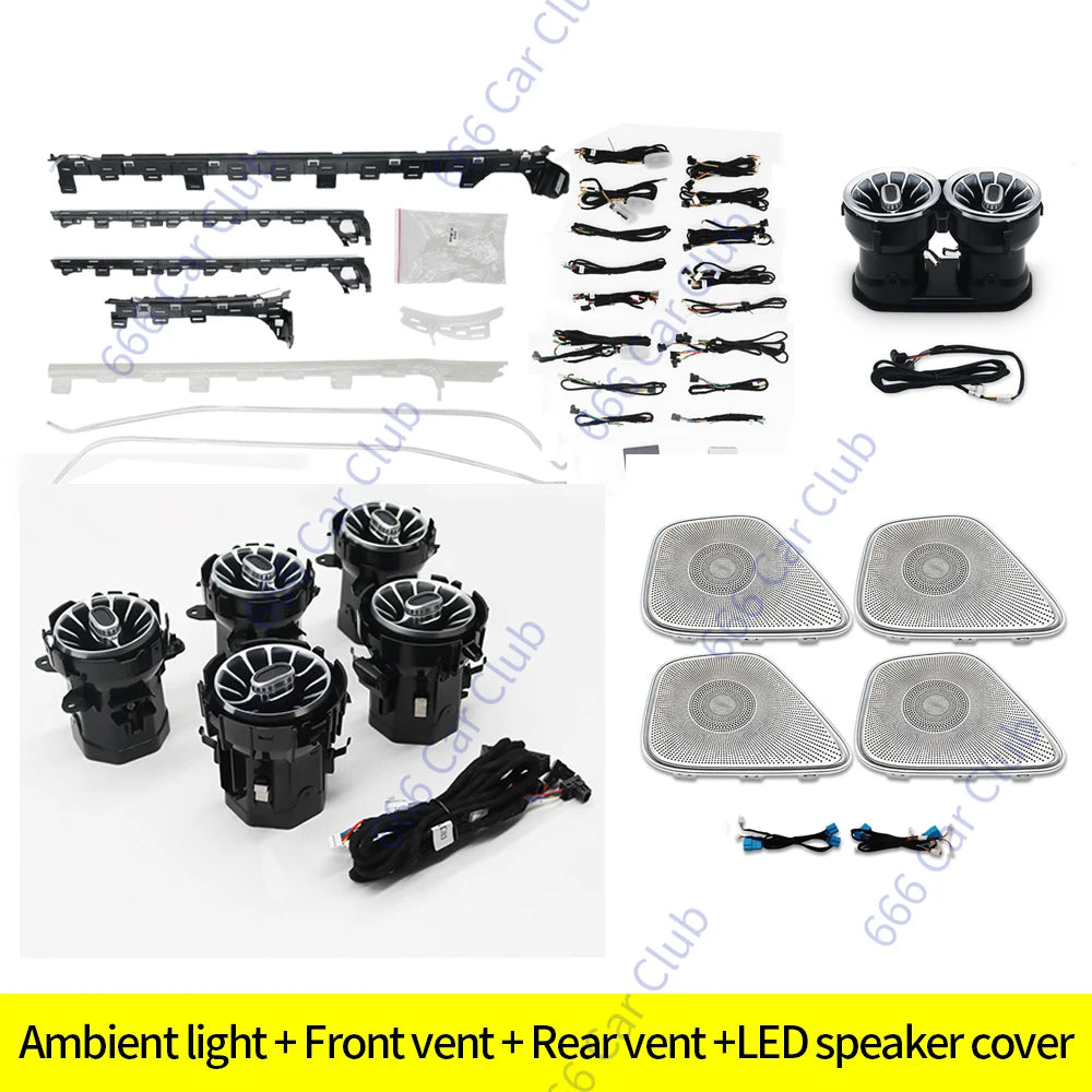 64 Colours Ambient Light For Mercedes Benz W177 W118 W247 A/B/CLA/GLA/GLB Class RGB LED Air Vents Car Door Seats Decorative Lamp