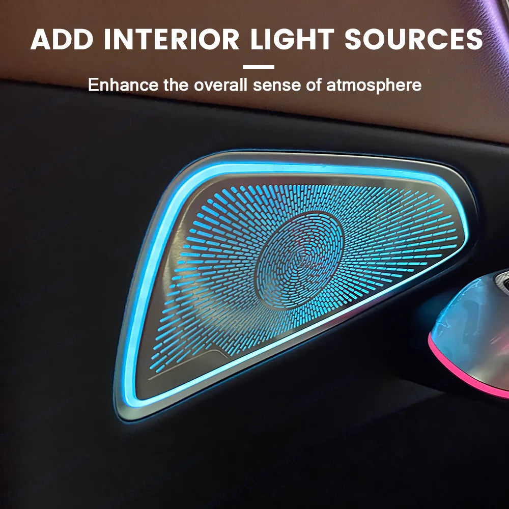 64 Colour LED Door Luminous Speaker Cover Atmosphere Lights For Mercedes Benz New E-Class W214 Car Decorative Light Parts