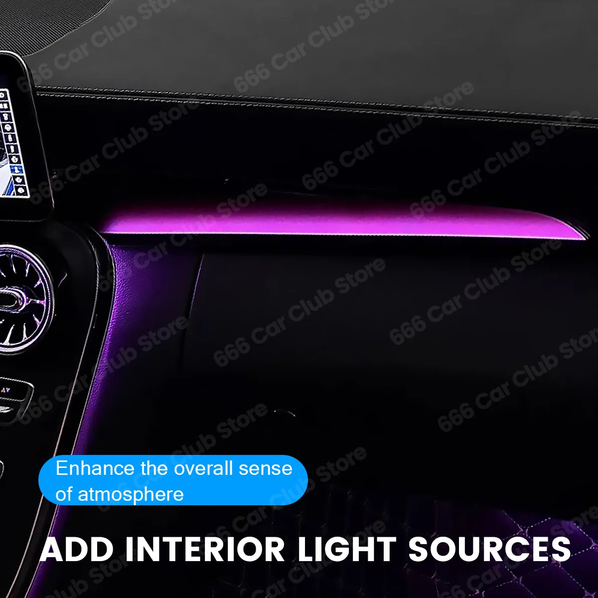 64 Color Copilot Lamp For Mercedes Benz C-class W205 X253 C43 C63 Coupe GLC Car LED Passenger Instrument Panel Ambient Light