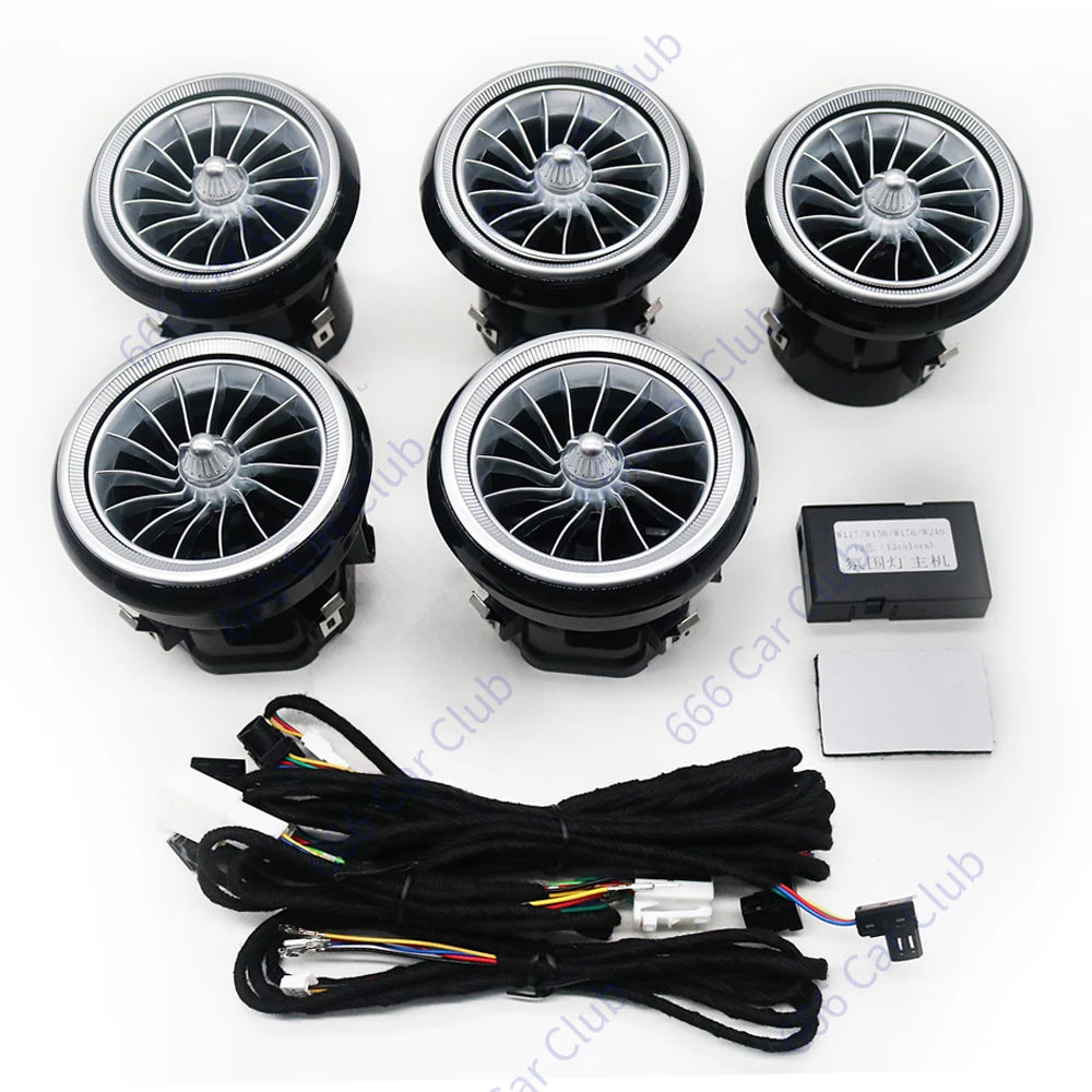256 Colour Air LED Vents For Mercedes Benz W176 W117 X156 W246 CLA/GLA/A/B-Class Car AC EQS Turbine Outlet Nozzle Ambient Lights