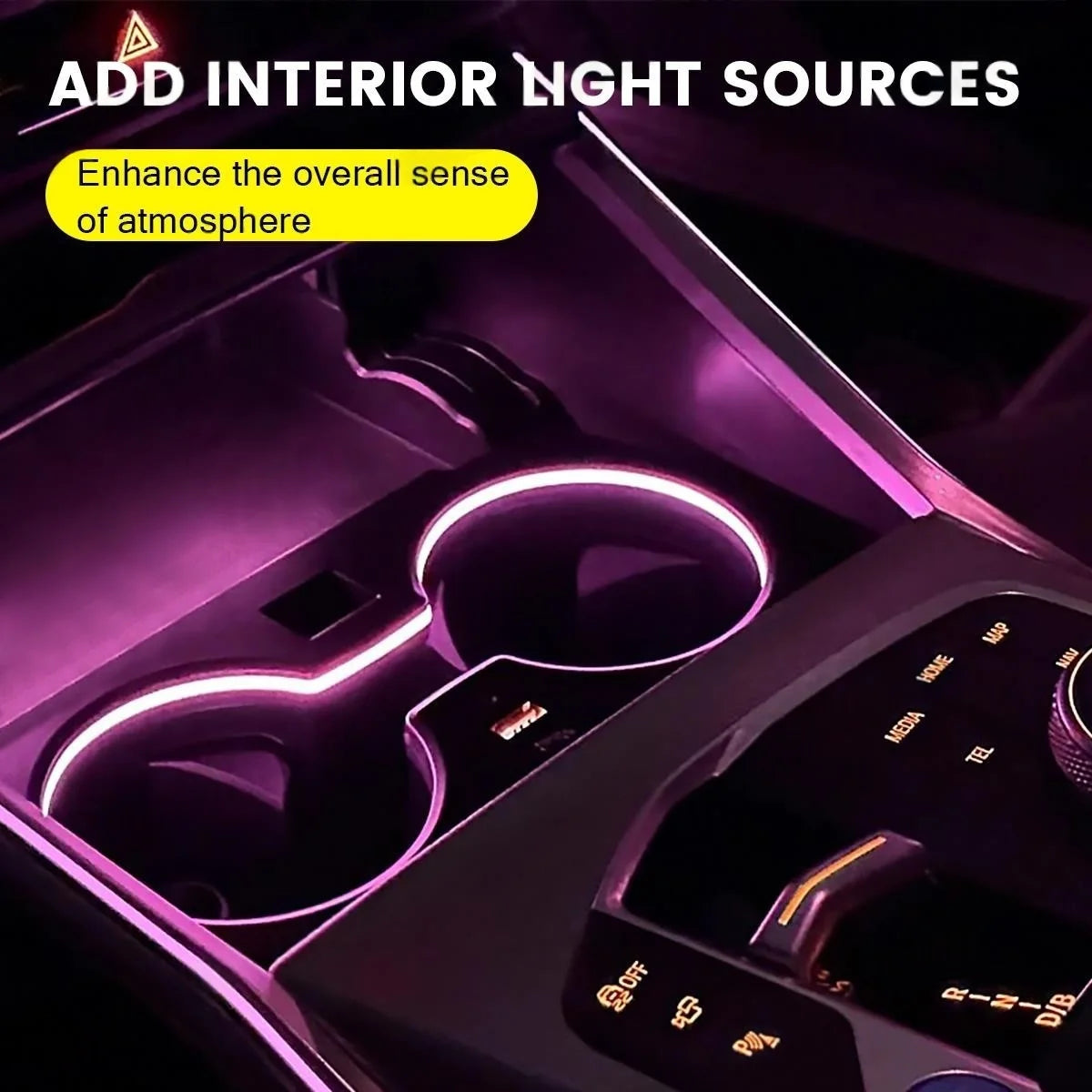 2/3/4 Series Cup Holder Lamp Ambient Light with Ultra-fast Charging For BMW G20 i3 i4 G22 Car Cup Frame 11 Colours LED