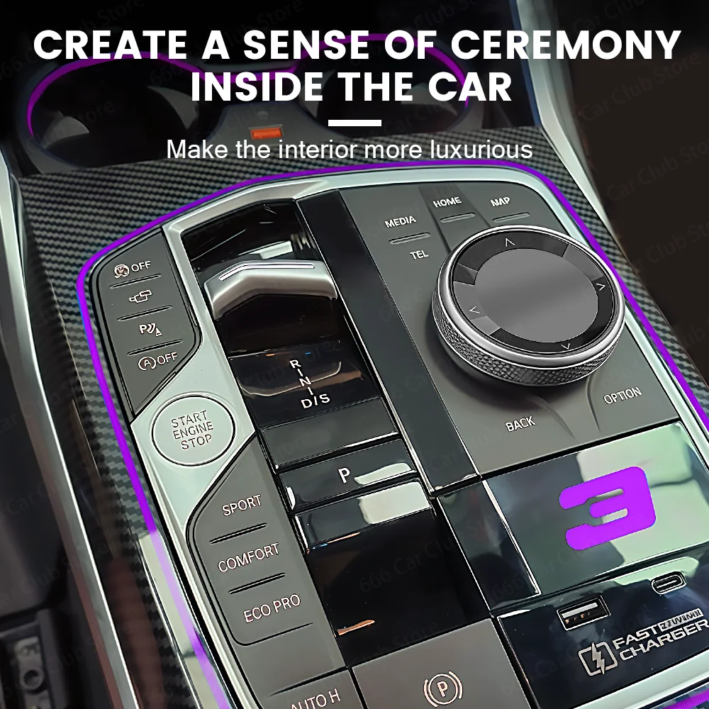Center Console Saddle Light Panel Ambient Lighting For BMW 3 Series G20 4 Series G22 G26 G28 Interior Upgrade