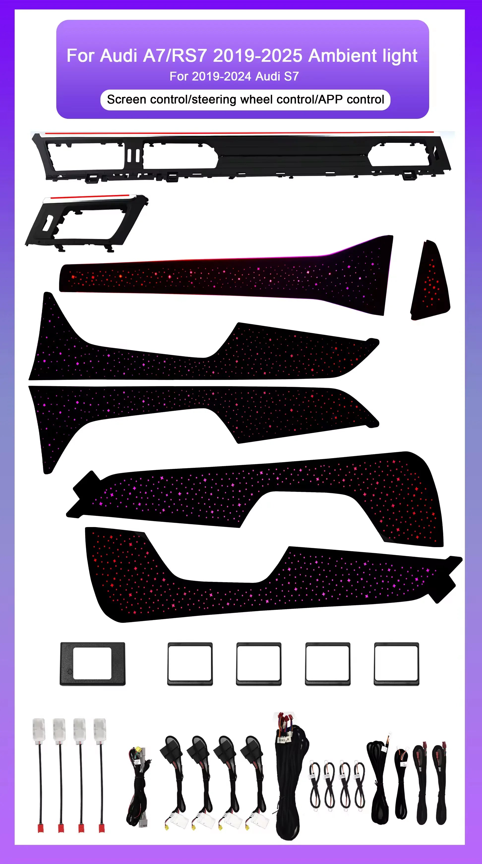 Upgrade Car Interior with Symphony Ambient Lighting for Audi A6 C8 2019-2025 Models Dashboard Trim Accessories 64-color LED