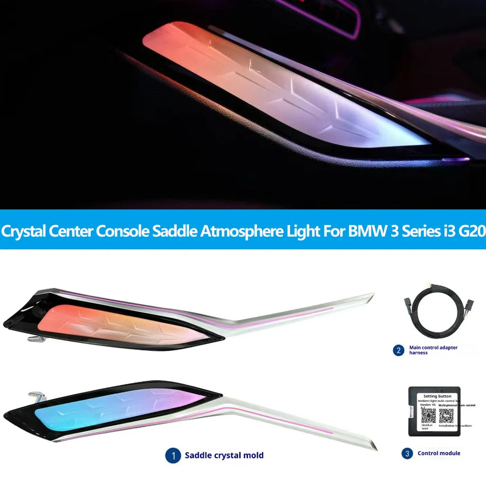 New Crystal Center Console Saddle Atmosphere Light For BMW 3 Series i3 G20 G22 G80 G82 Ambient Lighting Interior Mouldings