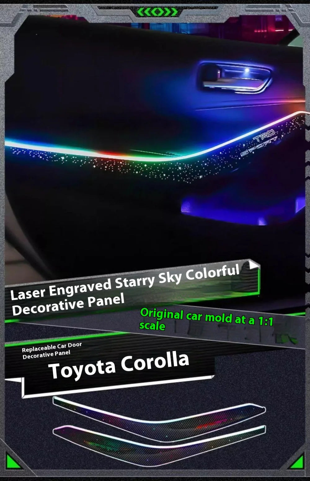 Automotive LED Ambient Light Galaxy Rainbow Kit For Toyota Corolla 2019 -2024 Dynamic Atmosphere door Panel Lights  APP control