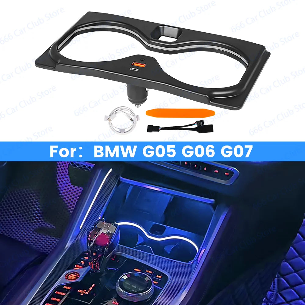 11 Colour LED Car Interior Cup Holder lamp For BMW New X5X6X7 G05 G06 G07 Decoration Ambient Light Modified accessories ﻿