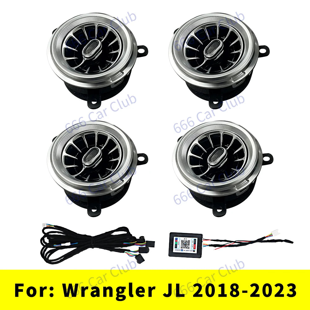 LED 256 Colour Air Vent For Jeep Wrangler JK 2011-2017 JL 2018-2023 Car Interior Ambient Light decoratio Nozzle Turbine Air Outl