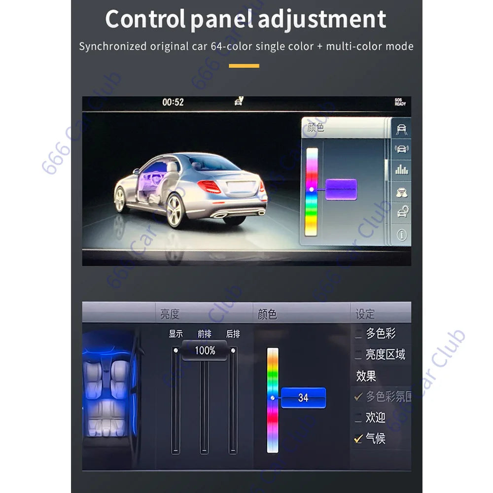 New 3/64 Color EQS LED Air Vents for Mercedes Benz W205 GLC X253 W213 W464 W117 W176 X156 W206 W167 Interior Lighting Upgrade