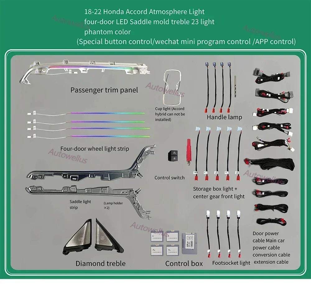 Auto AccessariesCar Led Light Atmosphere Light Strip Dynamic Mold Lamp Interior Ambient Lighting For Honda Accord 2018+Tweeter M