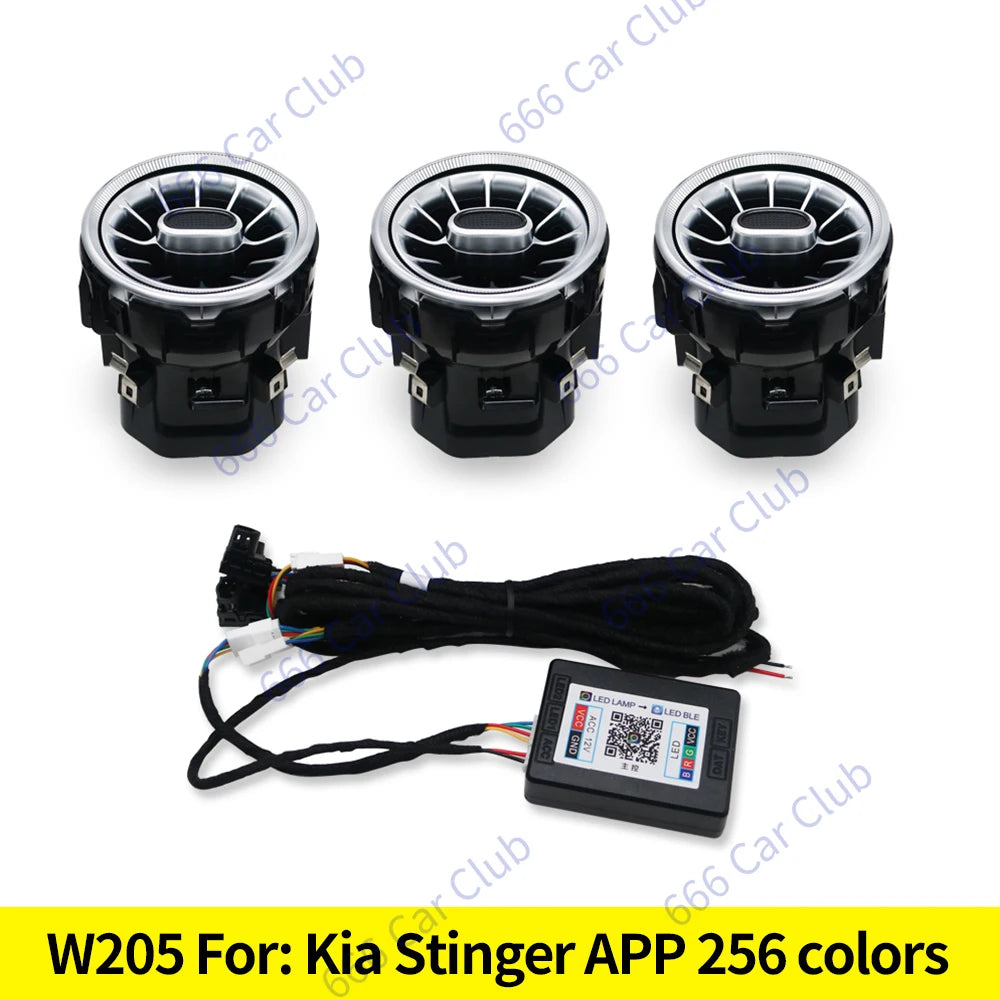 12/64 Colours LED Air Vents For Kia Stinger Car RGB Ambient Light Turbine Shape Air Outlet Nozzle Interior Decorative Lamp Refit