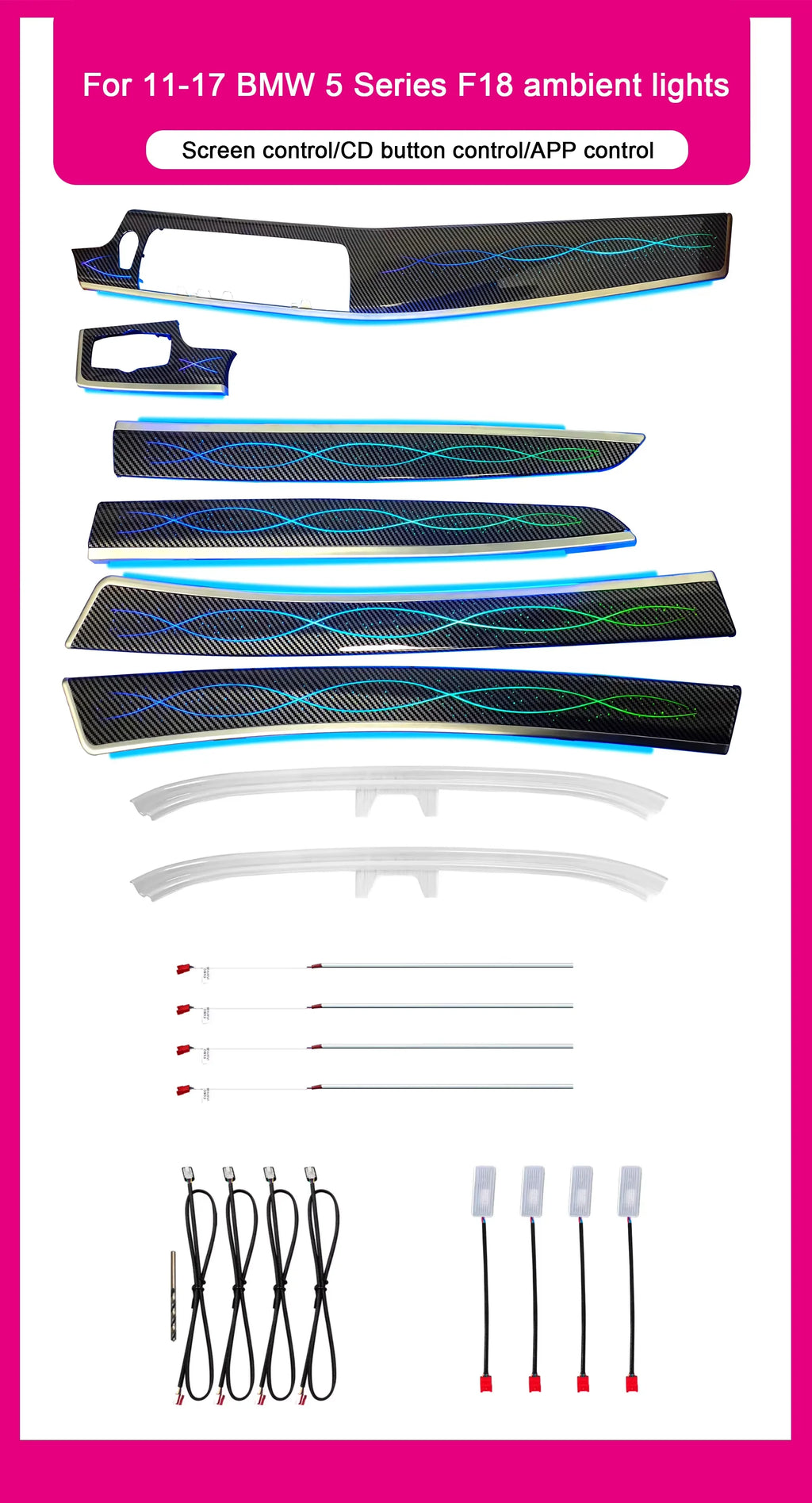 Symphony 64 Colors Rainbow Car Ambient Light for BMW 5 Series F10 F11 F18 2011-2017 LED Auto Interior Atmosphere Lighting