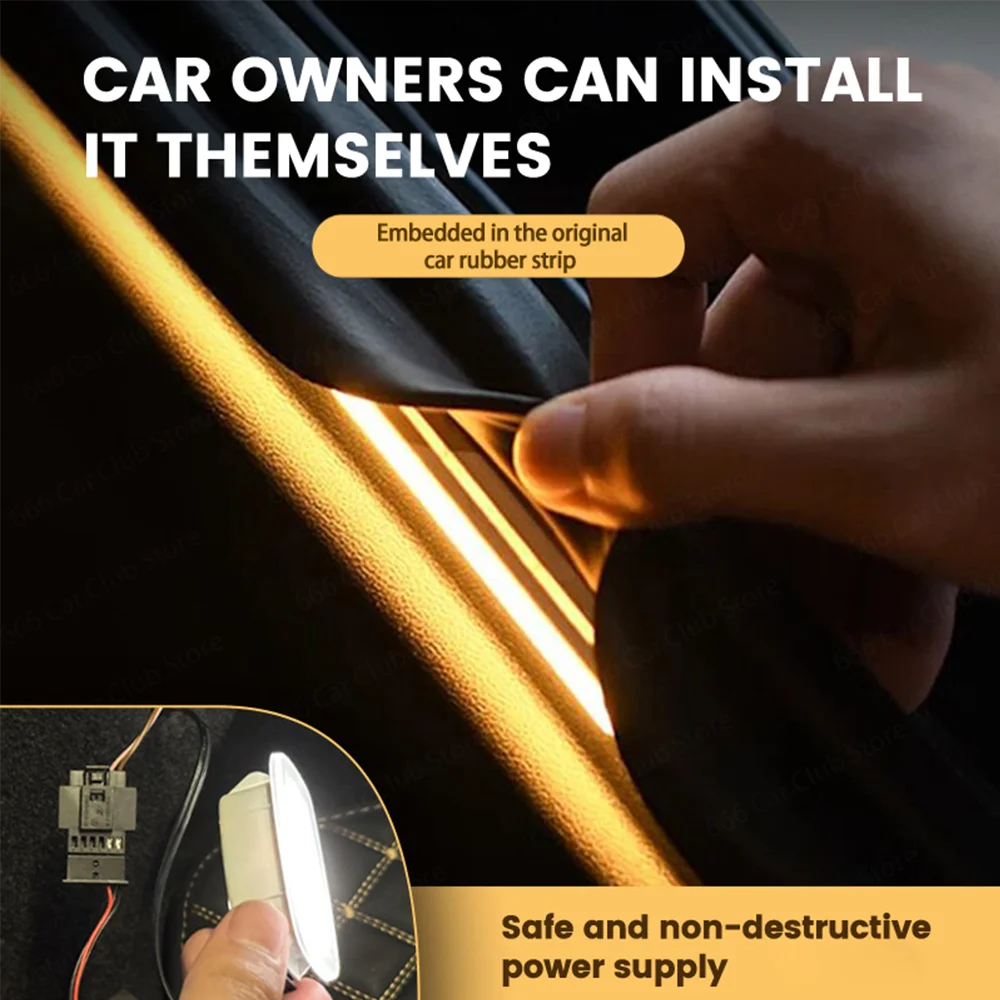 LED Atmosphere Light Mercedes-Benz Trunk Flowing Light Yellow White Tail Box Brightening Car Accessory