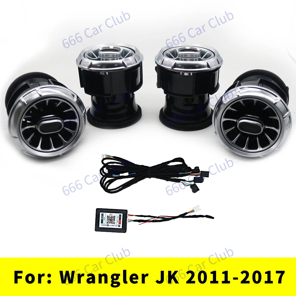 LED 256 Colour Air Vent For Jeep Wrangler JK 2011-2017 JL 2018-2023 Car Interior Ambient Light decoratio Nozzle Turbine Air Outl