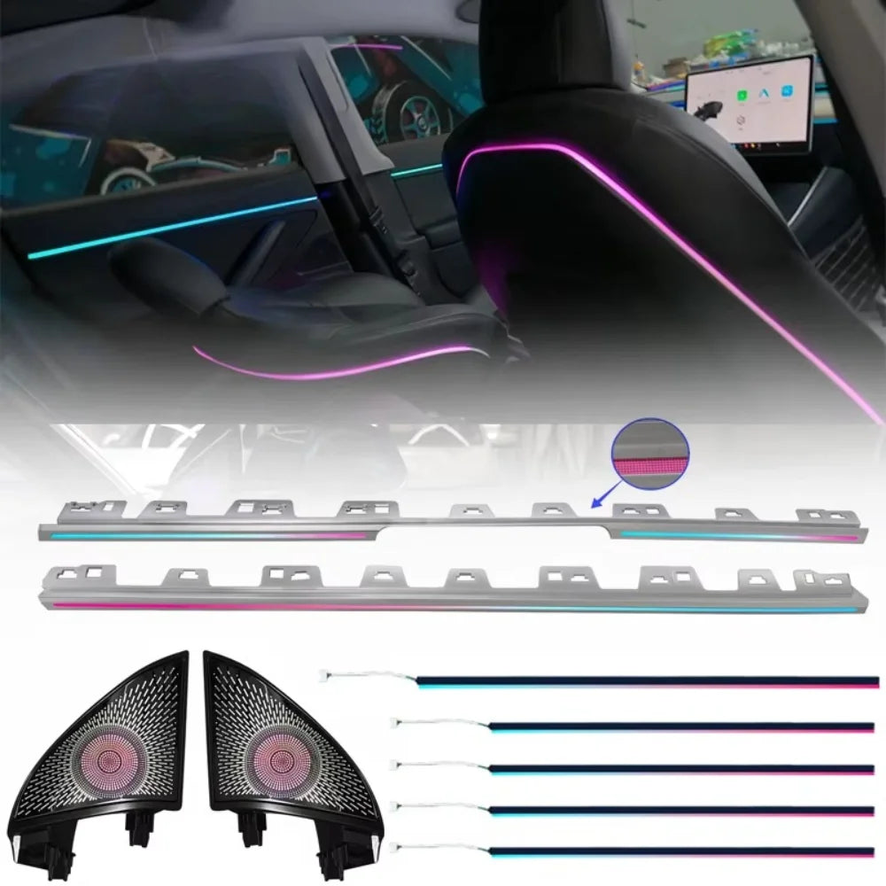 Upgrade Car 64 Color Ambient Lighting  Symphony LED  for Tesla Model3 2019-2020 Auto Interior  Atmospheric Light RGB Kit