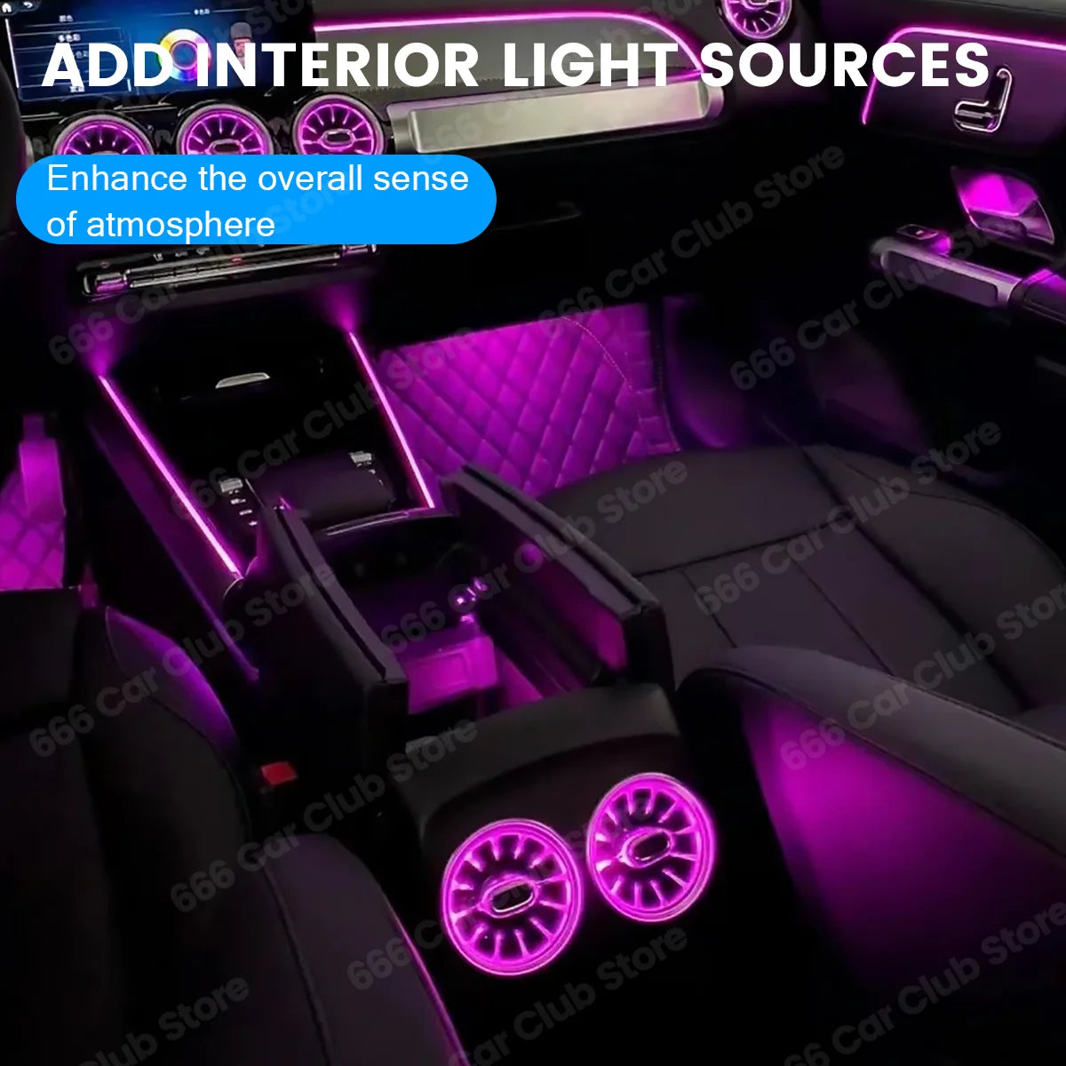 64 Colours LED Atmosphere lights For Mercedes Benz W247 GLB B Class Car RGB 4D Speaker Turbo Vent Decorative Ligh