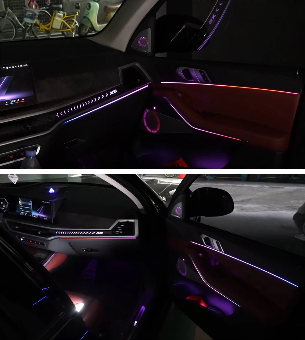 Car Interior Lighting Upgrade LED Ambient Light For BMW X5 X6 G05 G18 Dashboard Strips Four doors light  Storage Boxes Leds